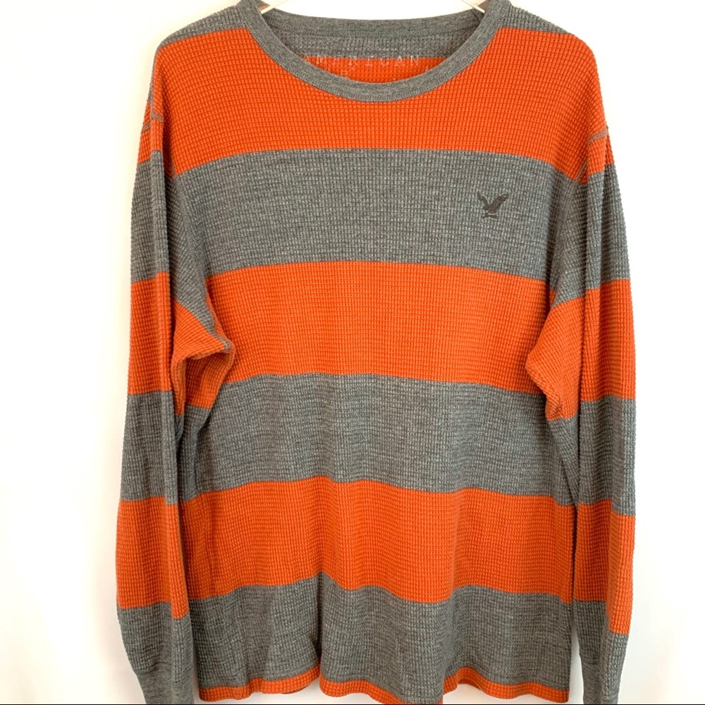 American Eagle Outfitters Gray/Orange Shirt